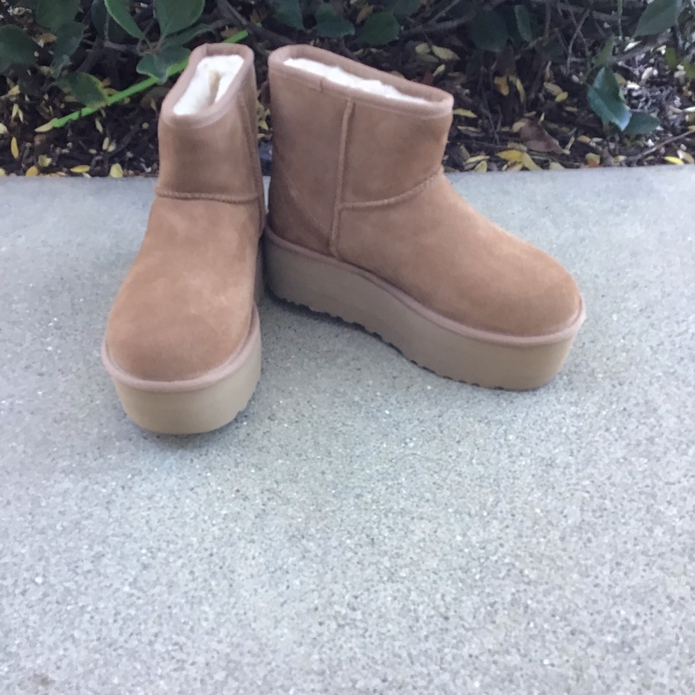 UGG Classic Mini Platform Chestnut Women's Tan Platform Ankle Boots